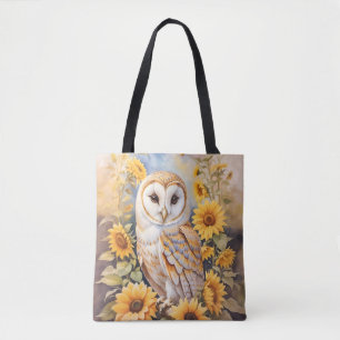 Mooie schuur uil en zonnebloemen tote bag