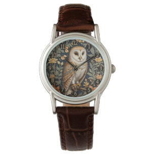 Mooie schuur uil William Morris geïnspireerd Horloge