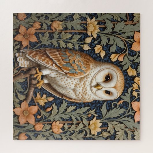 Mooie  schuur uil William Morris geïnspireerd Legpuzzel (Horizontaal)