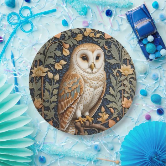Mooie  schuur uil William Morris geïnspireerd Papieren Bordje (Feest)