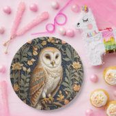 Mooie  schuur uil William Morris geïnspireerd Papieren Bordje (Feest)