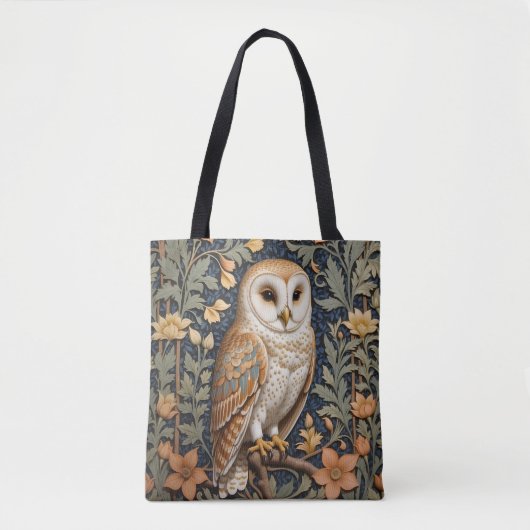 Mooie  schuur uil William Morris geïnspireerd Tote Bag (Voorkant)