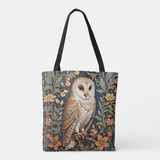 Mooie  schuur uil William Morris geïnspireerd Tote Bag (Achterkant)