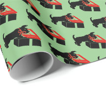 Mooie Scottie-hond Kerstmis Inpakpapier