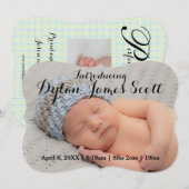 Mooie Script Baby Uitnodiging Jongen of Meisje (Voorkant / Achterkant)