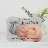 Mooie Script Baby Uitnodiging Jongen of Meisje (Staand voorkant)