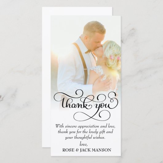 mooie script bruiloft dank je bedankkaart (Voorkant / Achterkant)