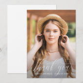 Mooie Script Foto Afstudeer Dankjewel Aankondiging (Voorkant / Achterkant)