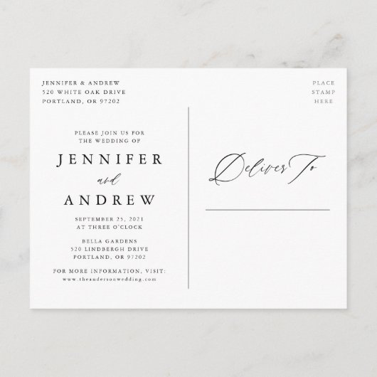 Mooie Script Foto Datum Wijzigen Aankondigingskaart (Achterkant)