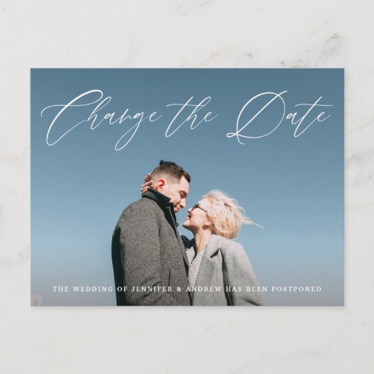 Mooie Script Foto Datum Wijzigen Aankondigingskaart (Voorkant)