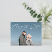 Mooie Script Foto Datum Wijzigen Aankondigingskaart (Staand voorkant)