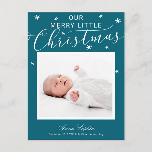 Mooie Script Foto Kerst Geboorte Aankondiging (Voorkant)