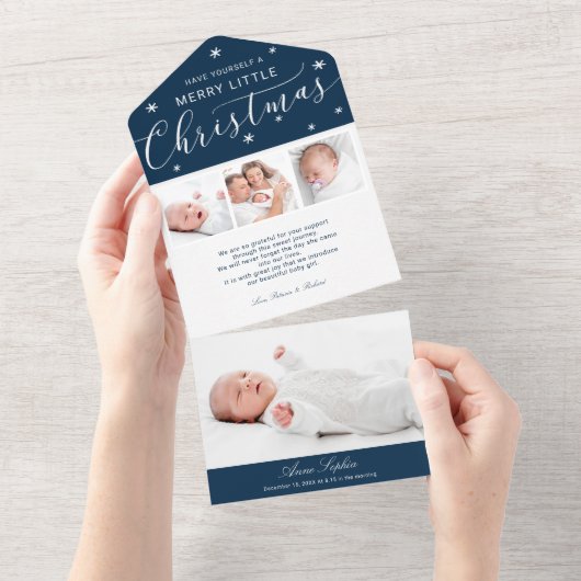 Mooie Script Foto Kerst Geboorte Aankondiging (Afscheurbaar)