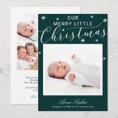 Mooie Script Foto Kerst Geboorte Aankondiging (Voorkant / Achterkant)