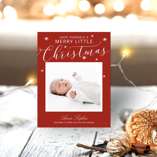 Mooie Script Foto Kerst Geboorte Aankondiging