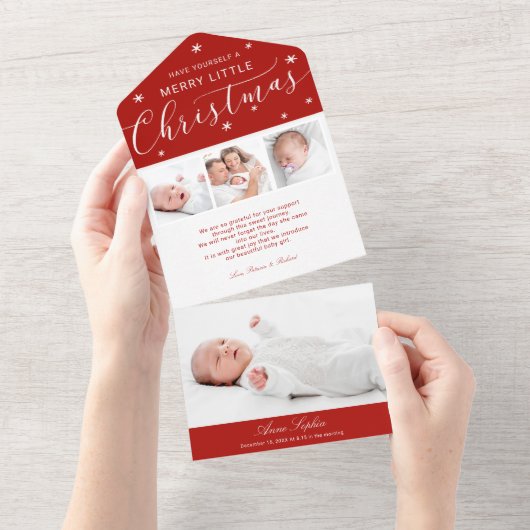 Mooie Script Foto Kerst Geboorte Aankondiging (Afscheurbaar)