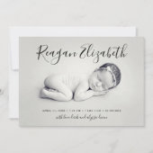 Mooie Script Foto Overlay Geboorteaankondiging Aankondiging (Voorkant)