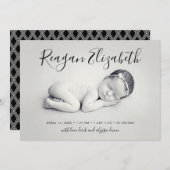 Mooie Script Foto Overlay Geboorteaankondiging Aankondiging (Voorkant / Achterkant)