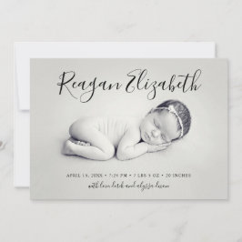 Mooie Script Foto Overlay Geboorteaankondiging Aankondiging