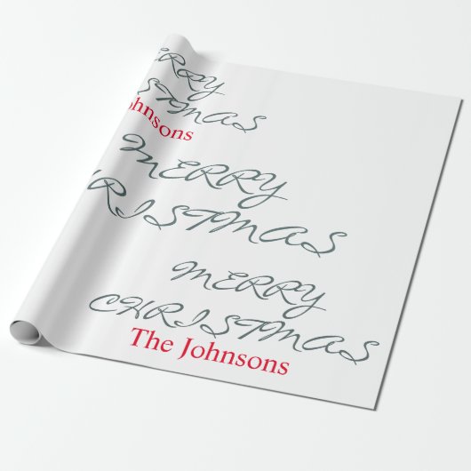 MOoie SCRIPT GELUKKIG KERSTFEEST GEpersonaliseerde Cadeaupapier (Uitgerold)