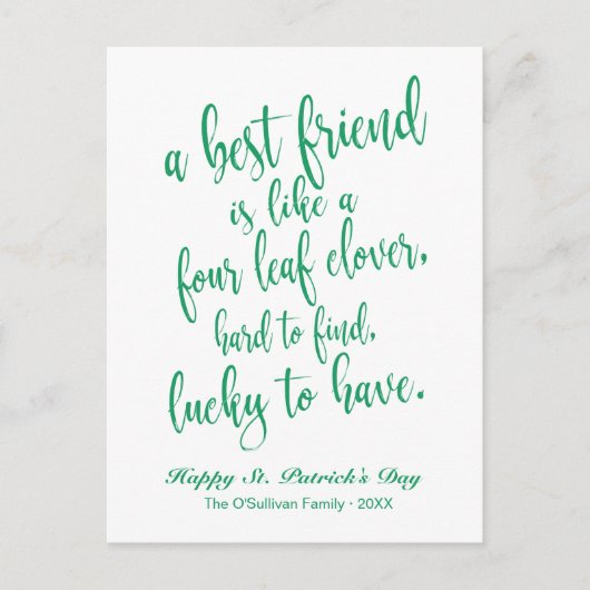 Mooie Script Ierse Gezegde St. Patrick's Day Briefkaart (Voorkant)