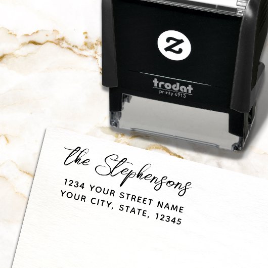 Mooie script lettertype aangepaste naam retouradre  zelfinktende stempel