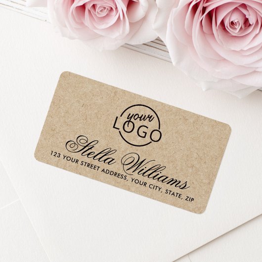 Mooie script logo Kraft look retouradres Etiket