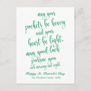 Mooie script Oud-Iers Segenswens St. Patrick's Day Briefkaart