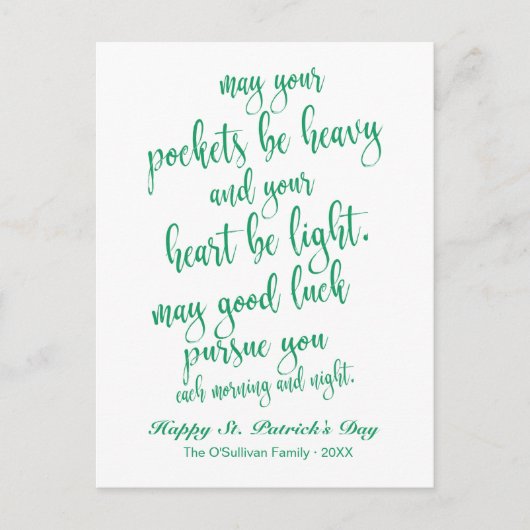 Mooie script Oud-Iers Segenswens St. Patrick's Day Briefkaart (Voorkant)