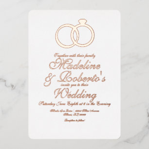 Mooie Script Roze Gouden Ringen Folie Geperste Tro Uitnodiging
