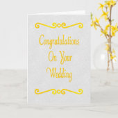 Mooie scrollers feliciteren je huwelijk kaart (Gele Bloem)