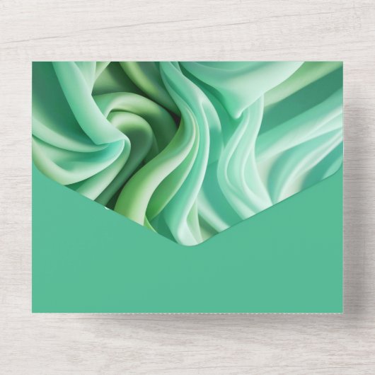 Mooie Seafoam Green bruiloft All In One Uitnodiging (Achterkant)