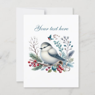 Mooie seizoensgebonden wintervogel voeg tekst toe  briefkaart