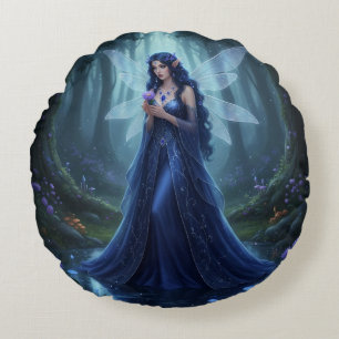 Mooie september Sapphire Fairy Rond Kussen