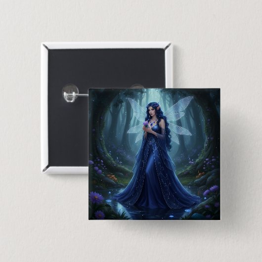 Mooie september Sapphire Fairy Vierkante Button 5,1 Cm (Voorkant /achterkant)