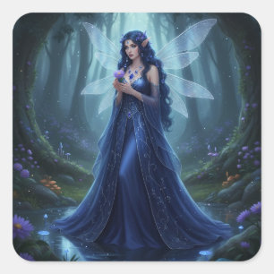 Mooie september Sapphire Fairy Vierkante Sticker