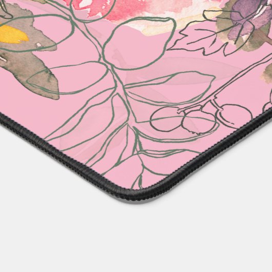 Mooie Serene Roze en Gele Bloemen Bureaumat (Hoek)