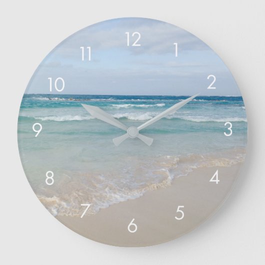 Mooie Serene Tropical Beach en Ocean Clock Grote Klok (Voorkant)