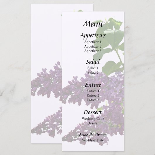 Mooie Seringen Menu (Voorkant / Achterkant)