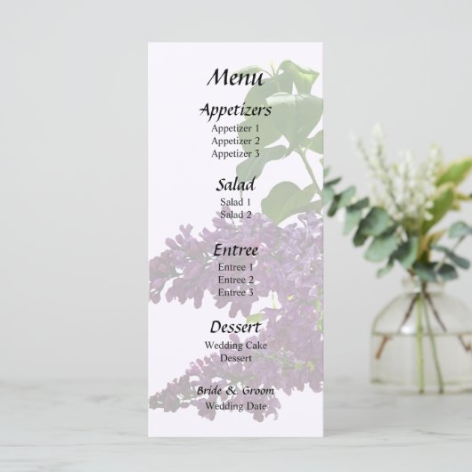Mooie Seringen Menu (Staand voorkant)