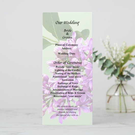 Mooie Seringen Programmakaart (Staand voorkant)