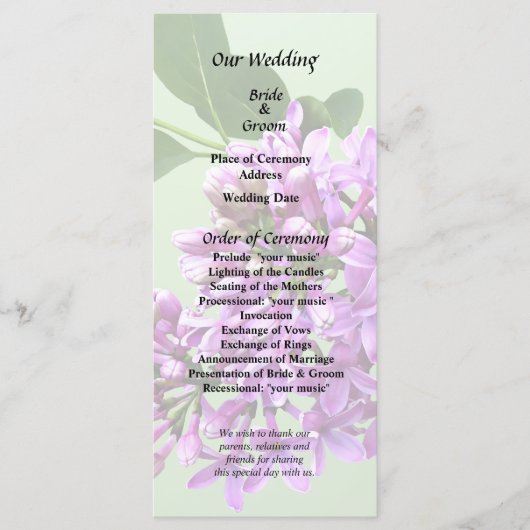 Mooie Seringen Programmakaart (Voorkant)