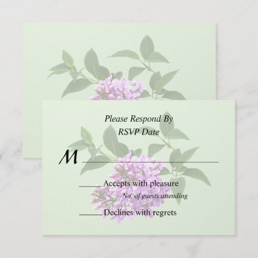 Mooie Seringen RSVP Kaartje (Voorkant / Achterkant)