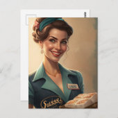 Mooie serveerster briefkaart (Voorkant / Achterkant)