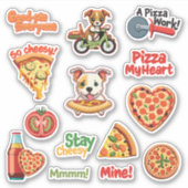 Mooie Set Valentijnsdag Pizza Sticker (Voorkant)