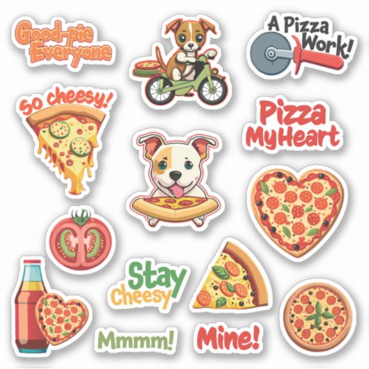 Mooie Set Valentijnsdag Pizza Sticker (Voorkant)