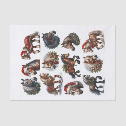 Mooie Set van Kerst Paard Fussy Cuts Set 2 Tissuepapier (Voorkant)