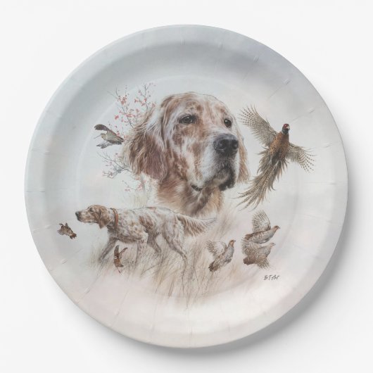 Mooie Setter , Kunst Papieren Bordje (Voorkant)