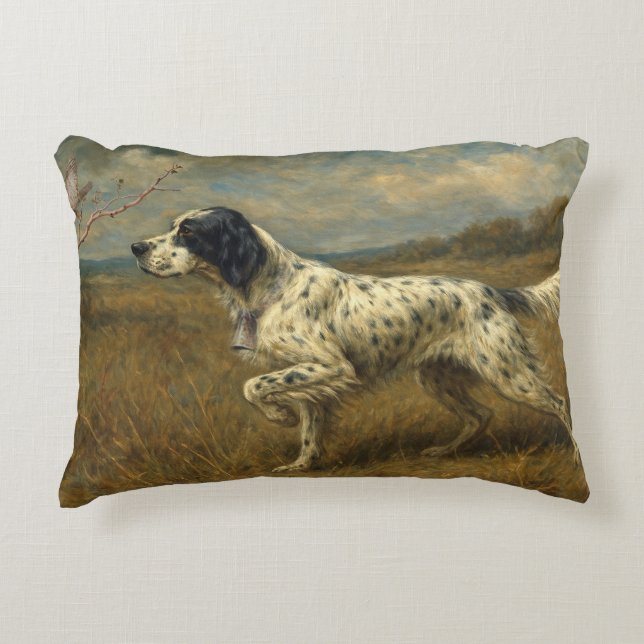 Mooie Setter met fazanten , Kunst Accent Kussen (Voorkant)