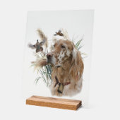Mooie Setter met Fazanten, Kunst Acryl Bord (Hoek)